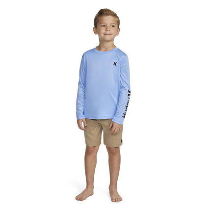 Hurley Boys Long Sleeve Rash Guard Shirt, Blue Dream, 4