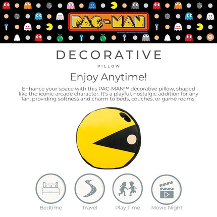 PAC-Man Bedding Super Soft Plush Decorative Throw Pillow, 14 in, (Officially Licensed Product) by Franco Collectibles