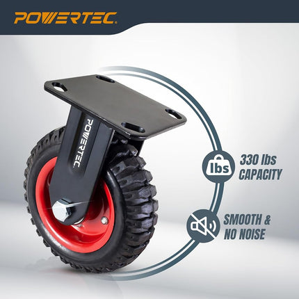 PowerTec 17052 Fixed Heavy Duty Industrial Caster, 6-1/4-Inch, Black