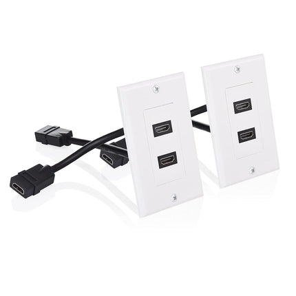 Cable Matters 2-Pack 2-Port HDMI Wall Plate in White (4K UHD, ARC, and Ethernet Pass-Thru Support)