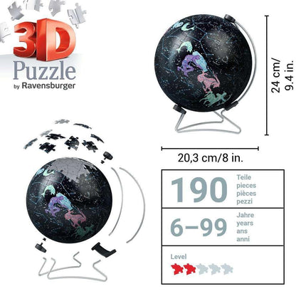 Ravensburger Star Globe Glow in The Dark 3D Jigsaw Puzzle for Kids and Adults Age 6 Years Up - 180 Pieces - No Glue Required