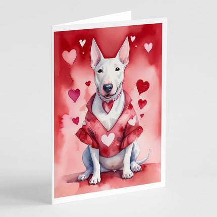 Caroline's Treasures DAC5303GCA7P Bull Terrier My Valentine Greeting Cards Pack of 8 Blank Cards with Envelopes Whimsical A7 Size 5x7 Blank Note Cards
