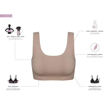 Sujetador inalámbrico sin costuras de cobertura completa Bali Women's Comfort Revolution EasyLite, color nude, S