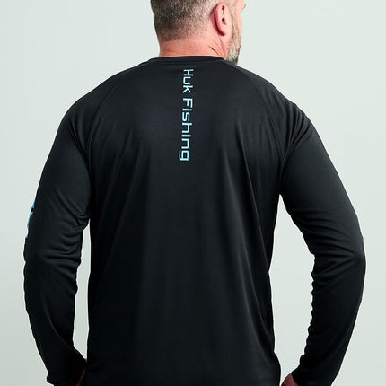 HUK Men's Pursuit Vented Long Sleeve, 30 UPF Fishing Shirt, Black, X-Large