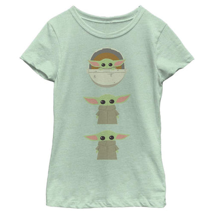 T-shirt ras du cou en tissu chiné STAR WARS Mandalorian The Child pour fille, Menthe, Large