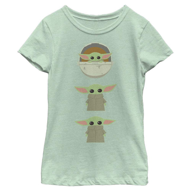 STAR WARS Mandalorian Child Stack Girl's Heather Crew Tee, Mint, Medium