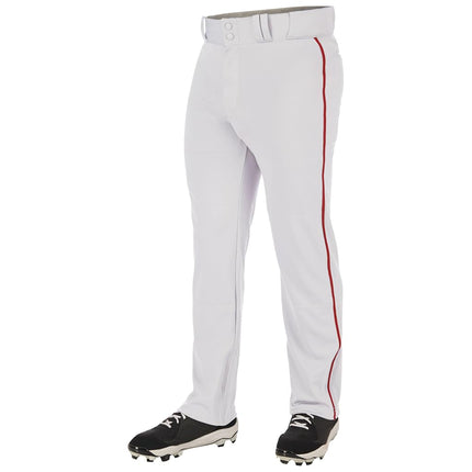 CHAMPRO Boys' Triple Crown 2.0 Open Bottom Baseball Pants with Braid White, Scarlet