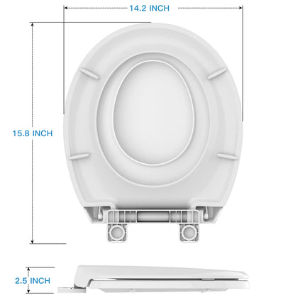 Toilet Seat with Toddler Seat, Round Toilet Seat for Kids and Adults, PP Child Training Toilet Lid, White, Slow Close, Easy Clean, Toddler Toilet Seat for Kids Potty Training