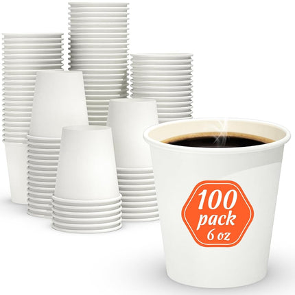 Dealusy 100 Count Paper Cups 6 oz, Leak-Free Food 
