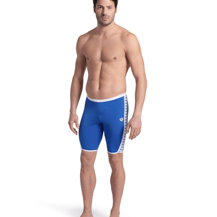 Arena Men's Performance Icons Solid Swim Jammer Trunks, Royal/White Logo, 24