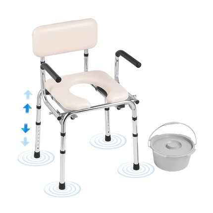VEVOR Commode Chair, Bedside Commode with Padded S