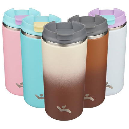 Konokyo Tumbler with Lid, 12 oz Travel Coffee Mug Double Wall Vacuum Stainless Steel Thermal Metal Cup Insulated Water Bottle,Latte