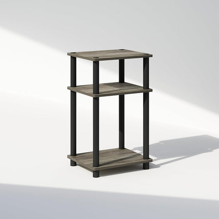 Furinno JUST Night Stand, 3-Tier Turn-N-Tube Nightstand, Toolless Bedside Table, End Table, Side Table with Open Storage for Bedroom, Living Room, French Oak