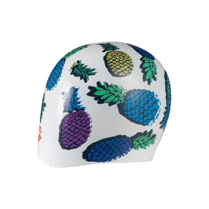 Arena HD Unisex Elastic Silicone Swim Cap for Adults, Training Water Sports Fitness Swimming Gear, Chlorine Protection Pool Hat for Frequent Use, Pineapples, One Size