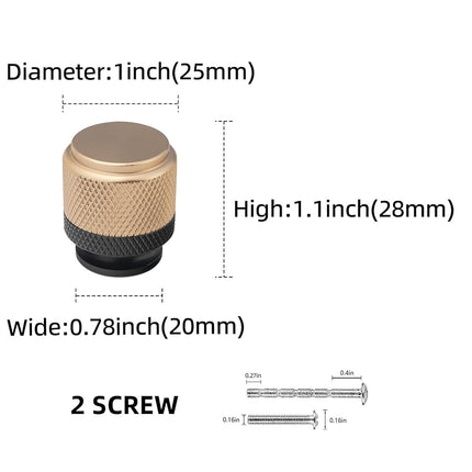 BUKOBYHE 20 Pack Matte Black and Champagne Bronze Cabinet Knobs - Knurled Drawer Handles for Kitchen Hardware, Cabinets, and Cupboards