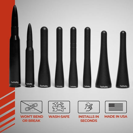 The Stubby Antenna Replacement | Mazda Miata 2006-2018 | 3.8 inches | Made in USA | Installs in Seconds | Break Chip & Fade Resistant