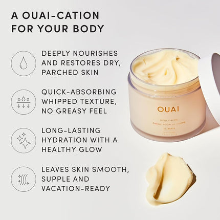 OUAI Body Cream, St. Barts - Hydrating Whipped Body Cream with Cupuaçu Butter, Coconut Oil and Squalane - Softens Skin and Delivers Healthy-Looking Glow - Sulfate-Free Skin Care - 212g