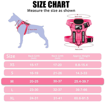 Demigreat Service Dog Harness, Reflective Dog Vest Harness with 5 PCS Patches, Adjustable Soft Oxford Pet Harness, Inner Layer Mesh, Easy to Control for Small Medium Large Dogs, HotPink