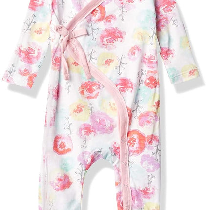 HonestBaby Organic Cotton Kimono Coverall, Rose Blossom, 6-9 Months