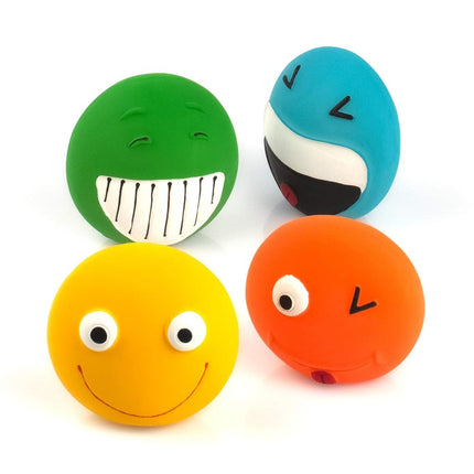 Chiwava 4 Pack 2.8'' Latex Squeaky Dog Toy Smiley 