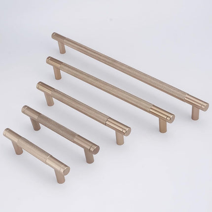 POVEFONK 6 Pack 11-1/3 inch(288mm) Champagne Bronze Kitchen Cabinet Handles Knurled Cabinet Pulls Gold Drawer Pulls Kitchen Hardware