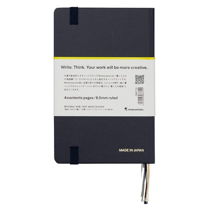 Maruman Mnemosyne Hardcover Journal, A6, 6.5mm Narrow Ruled, Navy