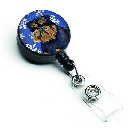 Caroline's Treasures LH9298BR Brussels Griffon Winter Snowflakes Holiday Retractable Badge Reel, for Nurses ID Badge Holder with Clip Retractable Employee Badge Holder,