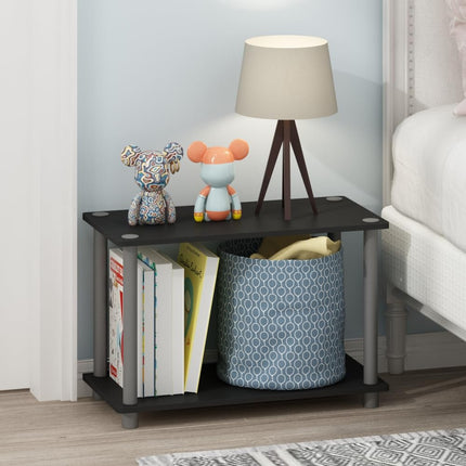 Furinno 11250-SET-BK Turn-N-Tube 2-Tier Shelves/End Tables Set, Black/Grey, 2 Pcs Set