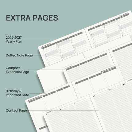POPRUN Planner 26-27 2026 Diary,Weekly Diary,Softcover,Jul 26 To Jun 27
