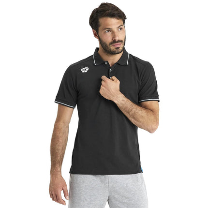 ARENA Unisex Team Polo Shirt Cotton Solid Polo Shirt, Black, XS