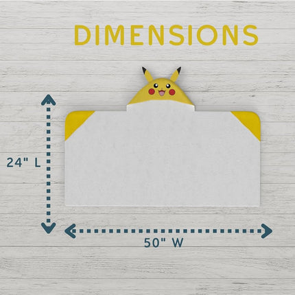 Serviette à capuche Pokemon en tissu éponge de coton super doux pour le bain, la piscine et la plage, 24 po x 50 po, (produit sous licence officielle) par Franco