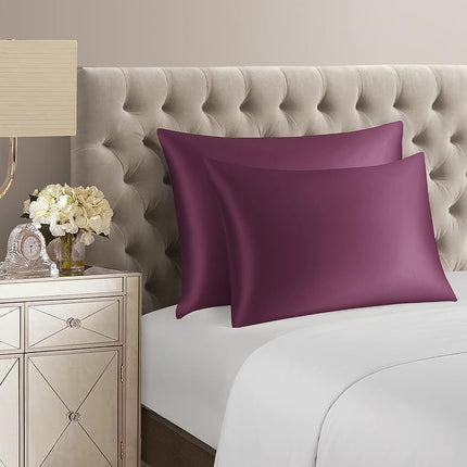 DISANGNI 100% Natural Mulberry Silk Pillow case for Hair and Skin with Hidden Zipper 22 Momme Both Sides Real Silk Pillow Case (1pc Standard Size 20" x26", Purple)