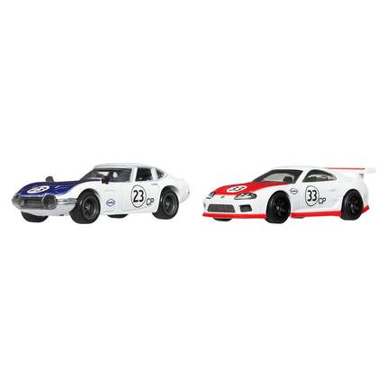 Hot Wheels Premium Car Culture 2-Pack of 1:64 Scale Vehicles, Unique Pairings, Real Riders Tires, Metal/Metal Chassis, Toy for Collectors, JBL03