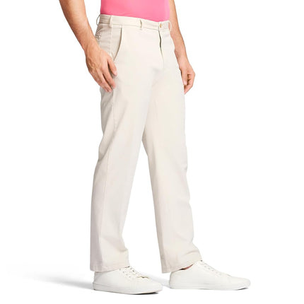 IZOD Men's Saltwater Stretch Flat Front Straight Fit Chino Pant, Silver Birch, 34W x 29L