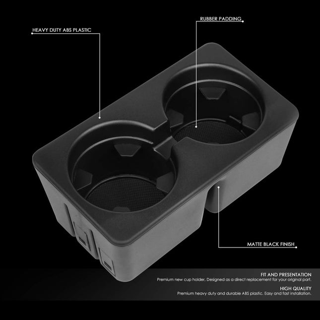 DNA MOTORING ZTL-Y-0049 Front Center Floor Console Cup Holder Inserts Replacement, Black