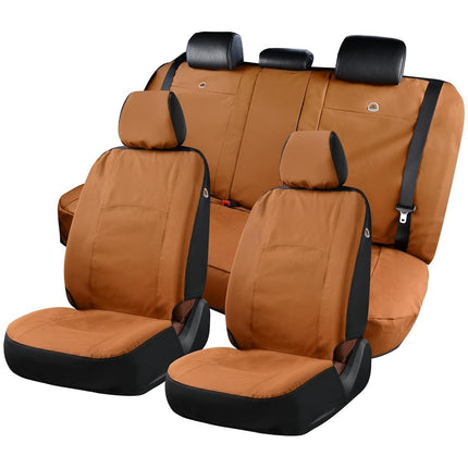 Coverado Car Back Seat Covers, Canvas Universal Seat Covers for Cars, Rear Car Seat Cushions, Auto Seats Protectors for Kids & Dogs, Driver Seat Covers Fit for Most Vehicles Trucks SUVs/Khaki