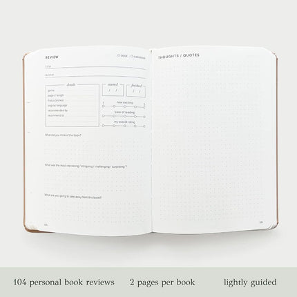 Kunitsa Co. Reading Journal. Book Journal for Book Lovers & Readers. Review and Track Your Reading (Blush, Avid Reader Edition) - 104 Book Reviews