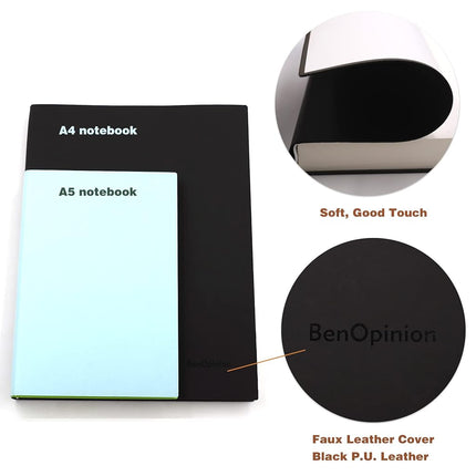 Large Lined Notebook Journal for Writing, Soft Faux Leather Cover, 100GSM Papers, 320 Pages, A4 8.4x11.4 inches Note Book for Work Men Business (Black,Ruled)