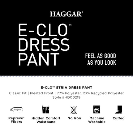 Haggar mensHD00219Eclo Stria Gab Expandable Waist Pleat Front Dress Pant Dress Pants - Black - 44W x 30L