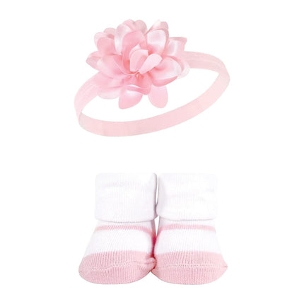 Hudson Baby baby-girls Headband and Socks Set, Flower, 0-9 Month