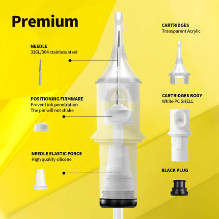 Hawink Tattoo Cartridge Needles #10 Bugpin 11 Magnum M-Taper 50PCS with Membrane Professional Disposable EN05C-50-1011M1