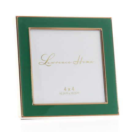 4x4 Gold Metal and Green Enamel Picture Frame