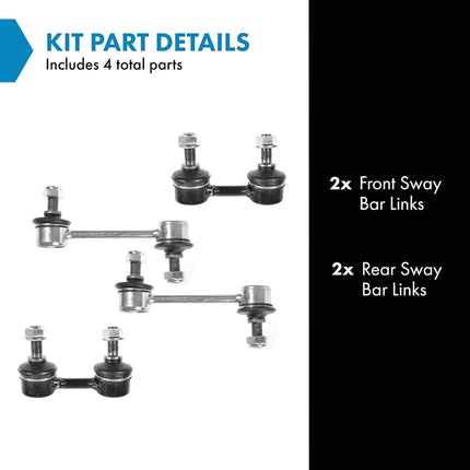 TRQ Front & Rear Sway Bar Stabilizer Link Set Compatible with 1998-2002 Chevrolet Prizm 1993-1997 Geo 1994-1999 Toyota Celica 1992-2002 Corolla