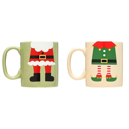 Pearhead Matching Christmas Mugs, Holiday Santa an