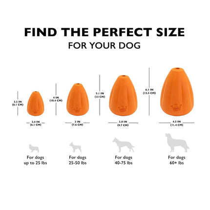 Chew King Premium Treat Dog Toy, Extremely Durable Natural Rubber Toy, Bacon Flavored Dog Toy Orange Large