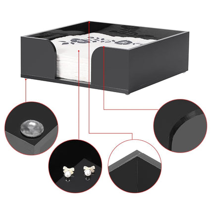 Sumnacon Square Acrylic Napkin Holder - Stylish Black Luncheon Napkin Holders for Dining Table Countertop Kitchen, Decorative Napkin Holder Basket for Picnic Wedding Party Restaurant Office Hotel