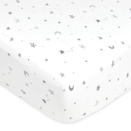 American Baby Company Lot de 2 draps de berceau en jersey de coton imprimé pour matelas de berceau standard et de tout-petit, motif étoile grise/zigzag gris, pour garçons et filles