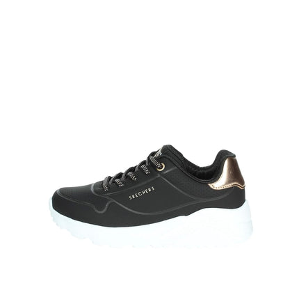 Skechers Girls' UNO Lite Trainer, Black/White, 12.
