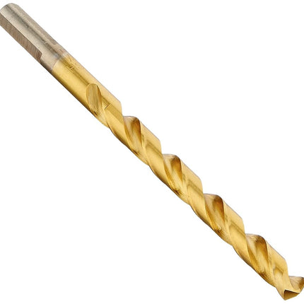 BOSCH TI2143 1-Piece 1/4 in. x 4 in. Titanium Nitride Coated Metal Drill Bit with 3/8 in. Reduced Shank for Applications in Heavy-Gauge Carbon Steels, Light Gauge Metal, Hardwood