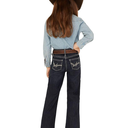 Wrangler Jean Retro Stretch Acampanado para Niñas Grandes, Azul Oscuro, 10 Delgado
